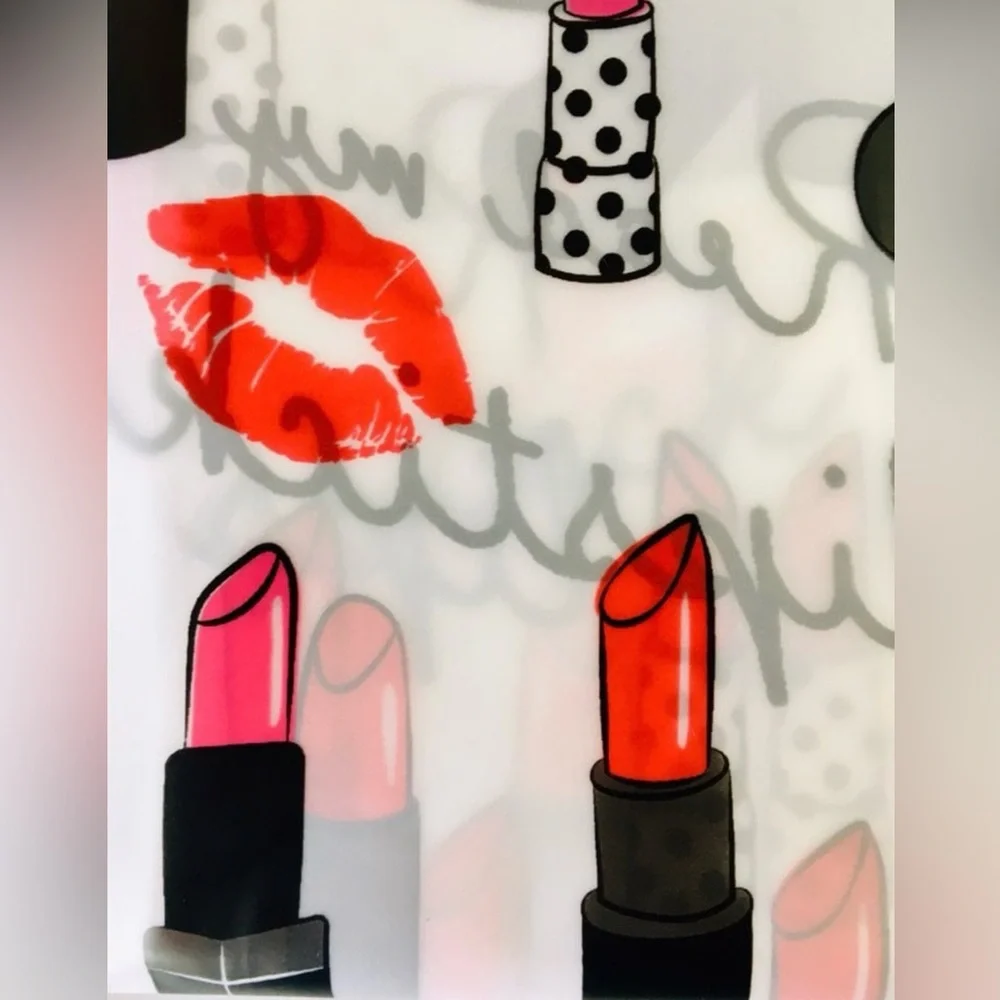 Read My Lipstick Peva Shower Curtain Lips Red Black Pink